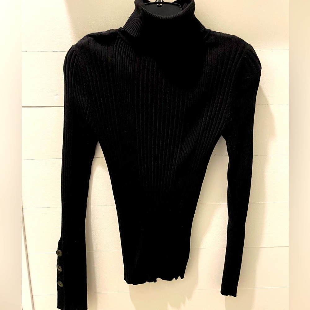 Moth Brand Black Ribbed Turtleneck by Anthropologie